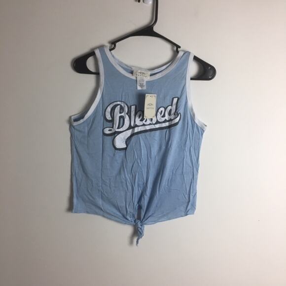Revive Blessed Front Tie Tank Blue White Medium - Picture 4 of 14